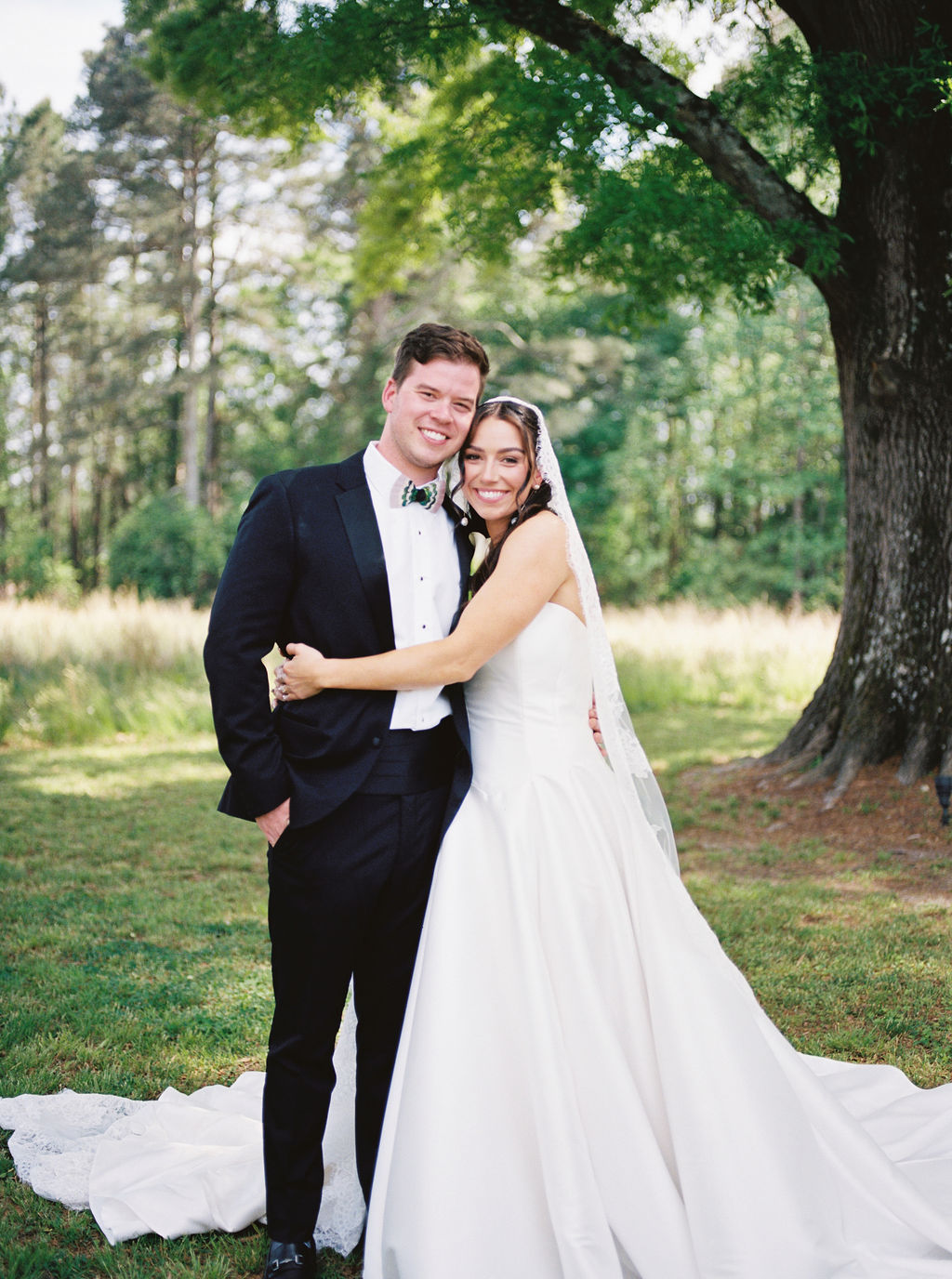 Baucom House Raleigh wedding venue bride and groom portrait