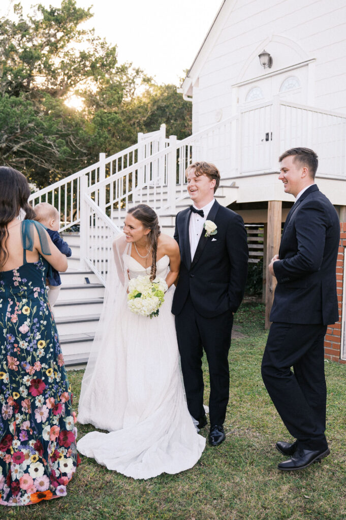 bride and groom wedding photos at the berkley manor, an ocracoke wedding venue