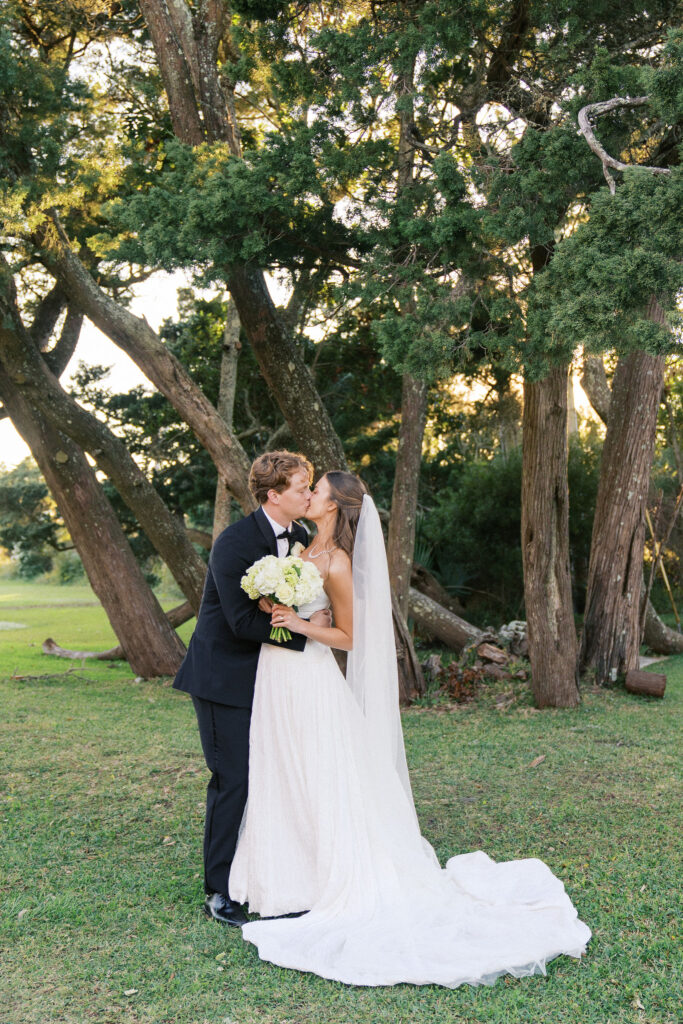 bride and groom wedding photos at the berkley manor, an ocracoke wedding venue