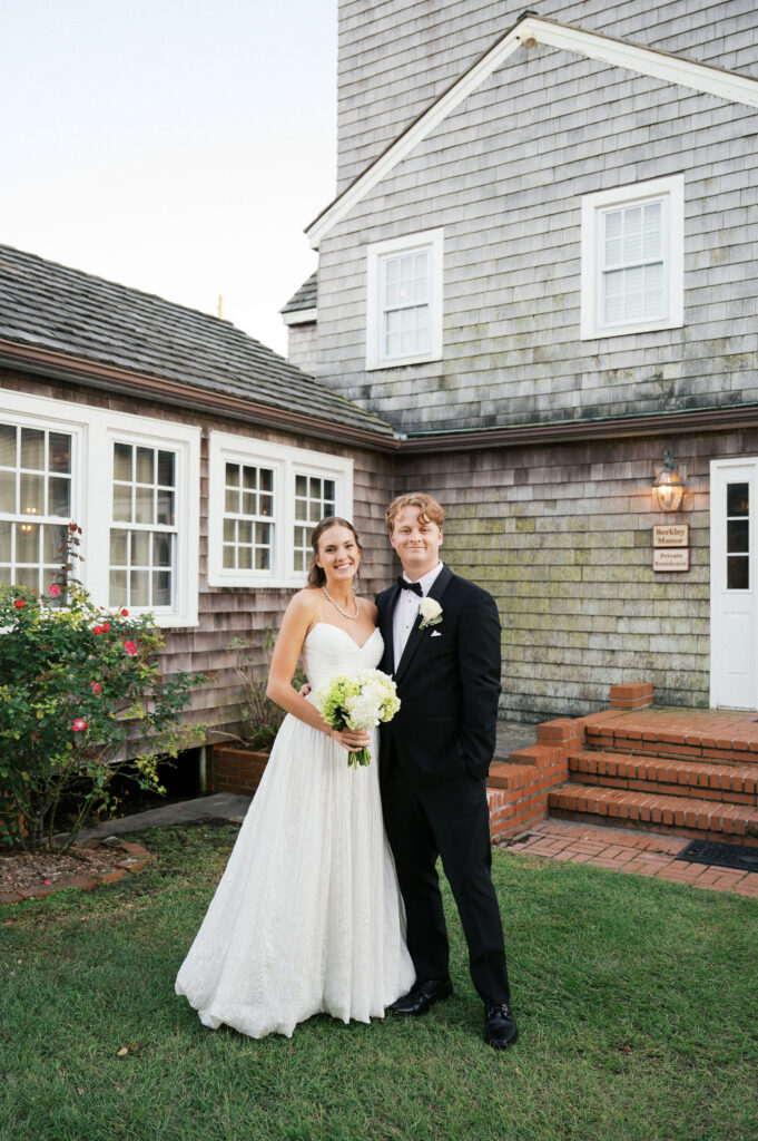 bride and groom wedding photos at the berkley manor, an ocracoke wedding venue
