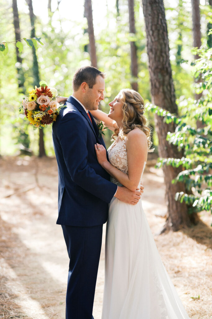 bride and groom at the dorothea dix park during their north carolina micro wedding