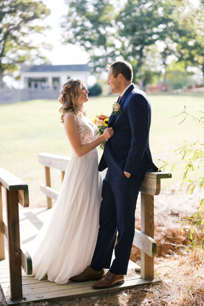 bride and groom at the dorothea dix park during their north carolina micro wedding