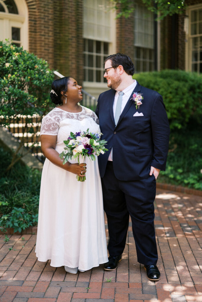 bride and groom during their north carolina micro wedding