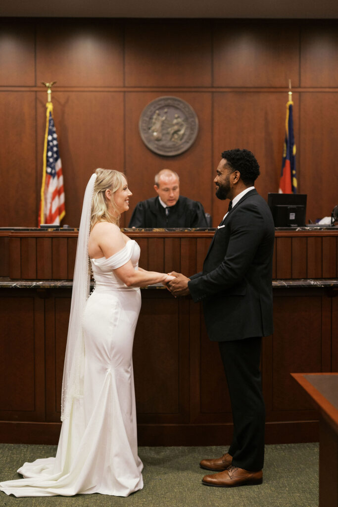 elopement ceremony during their North Carolina courthouse elopement