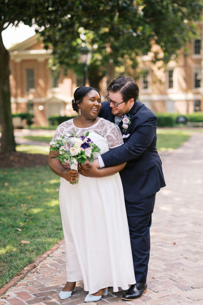 bride and groom during their north carolina micro wedding