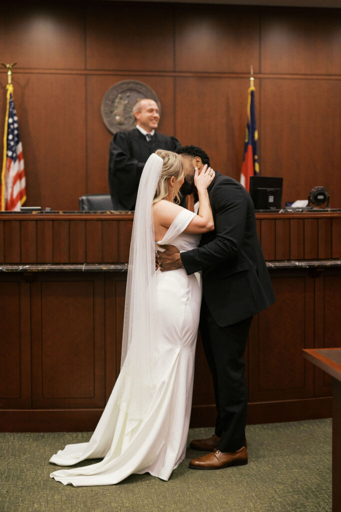 elopement ceremony during their North Carolina courthouse elopement