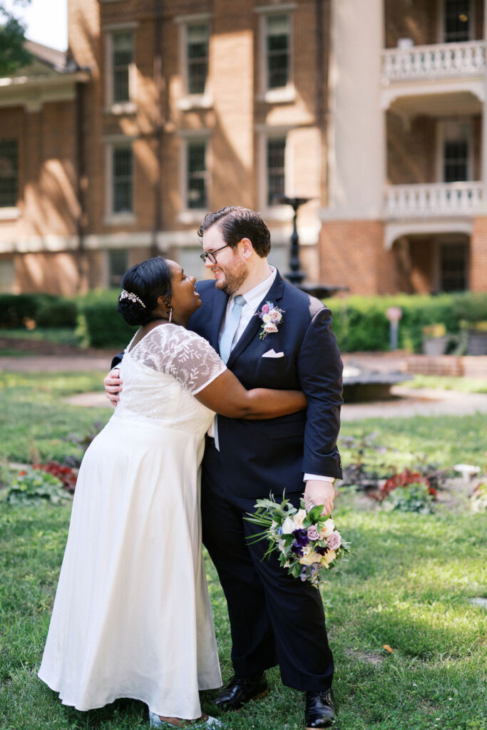 bride and groom during their north carolina micro wedding