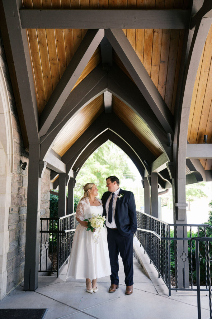 bride and groom during their north carolina micro wedding