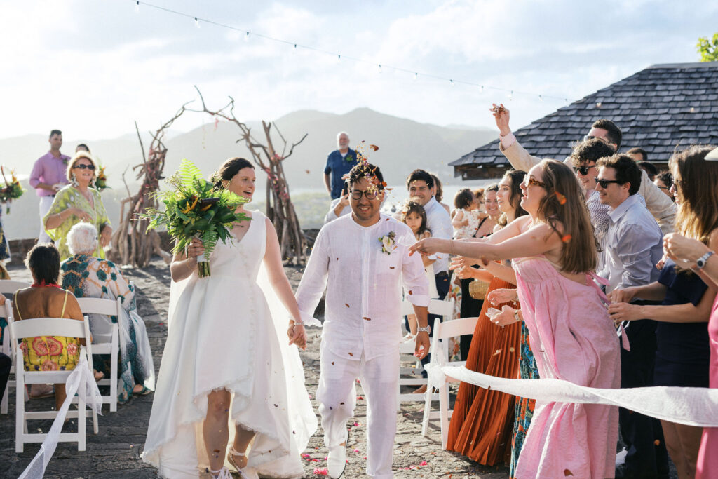 candid wedding ceremony moments in the caribbean overlooking the marina