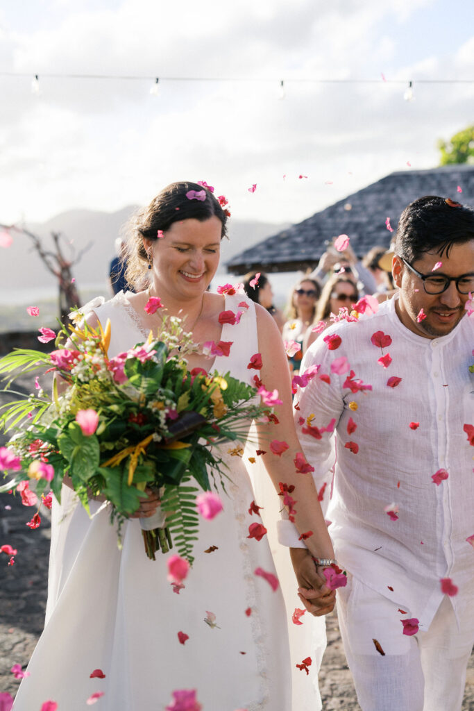 caribbean destination wedding ceremony at a venue overlooking the marina
