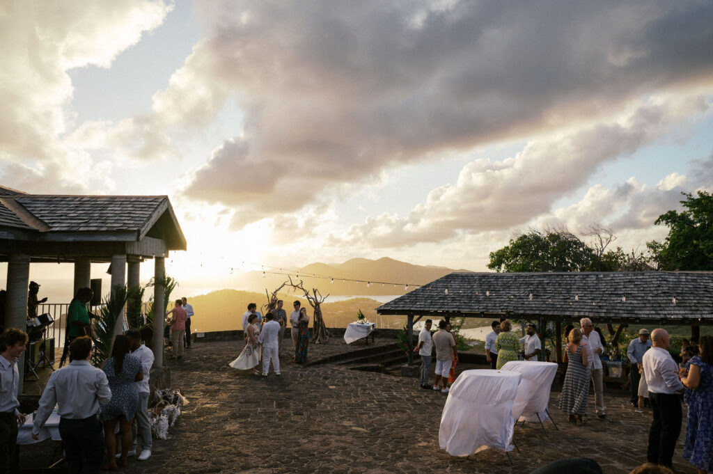joyful bride and groom at their restaurant wedding venue in antigua