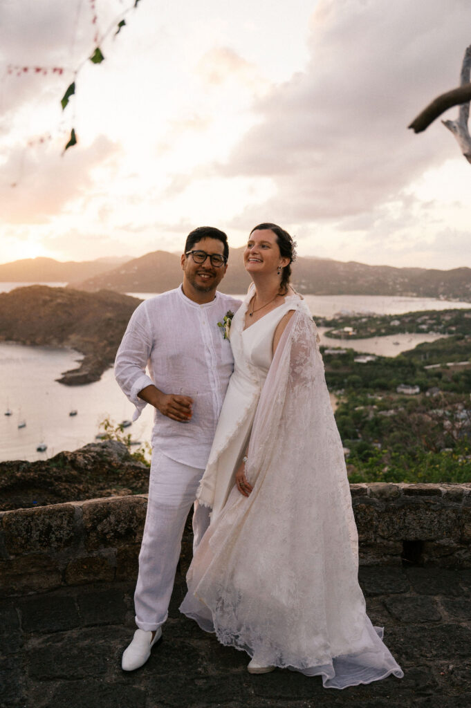 joyful bride and groom at their restaurant wedding venue in antigua