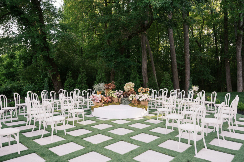 garden wedding ceremony space at the greenhouse at arrows farm