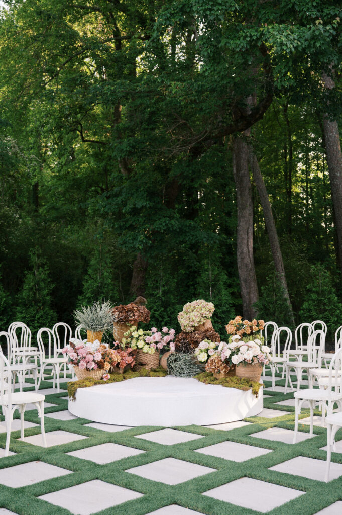 garden wedding ceremony space at the greenhouse at arrows farm